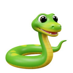 Fototapeta premium 3d Cartoon Snake Smiling isolated on transparent background, Snake PNG 