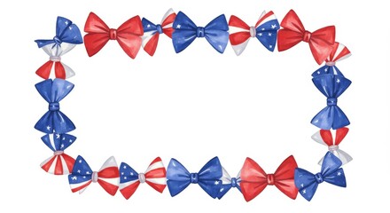 Obraz premium Watercolor Frame Made of Patriotic Ribbon Bows
