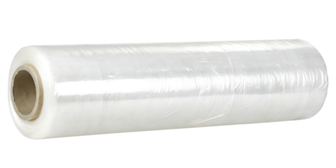 Roll of clear stretch wrap film isolated on a white background