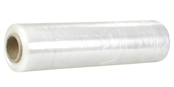 Roll of clear stretch wrap film isolated on a white background