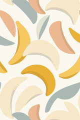 Obraz premium Soft Pastel Banana Fruit Seamless Vector Background with Mid-Century Modern Touch for Presentation Use