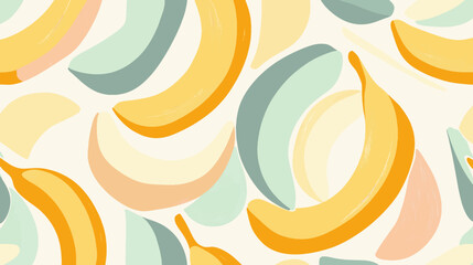 Fototapeta premium Soft Pastel Banana Fruit Seamless Vector Background with Mid-Century Modern Touch for Presentation Use