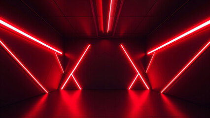 Red Neon Lighting in Futuristic Corridor