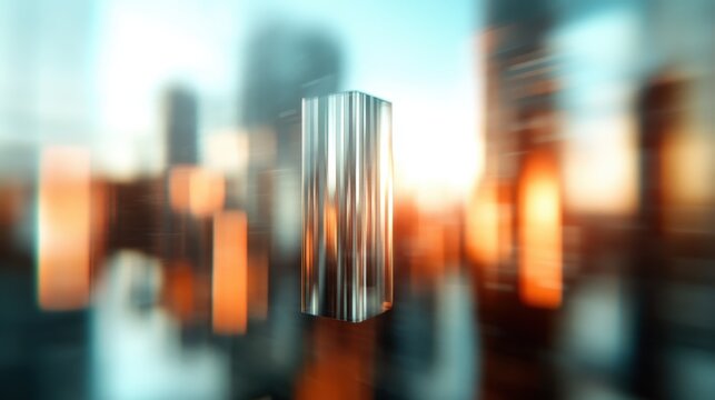 A striking abstract image featuring blurred city structures illuminated by warm tones, creating an illusion of movement and encapsulating the dynamism of urban life.