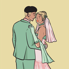 a pair of brides and grooms with an eccentric style