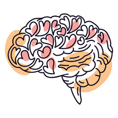 Brain love color stroke