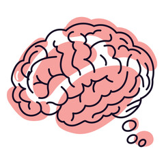 Brain thinking color stroke
