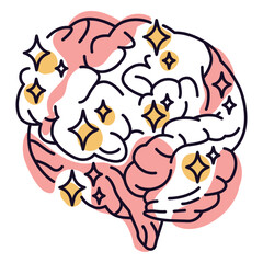 Brain sparkle color stroke