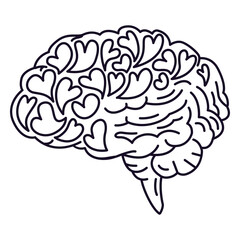 Brain with love hearts stroke