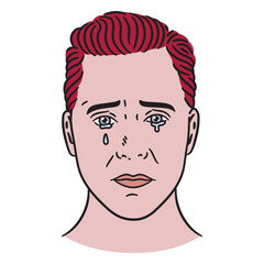 Crying boy color stroke