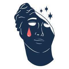 One side face tear sad