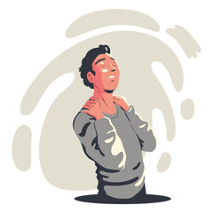 Exhausted guy character