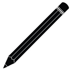 pencil silhouette icon vector, Pencil silhouette vector. Set of vector black outline pencil icon. Pencil vector illustration isolated on a white background.