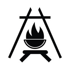 Campfire Cooking Stand Icon Vector Illustration
