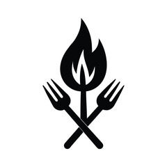Campfire Fork Icon Vector Illustration