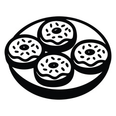 Silhouette of Donuts, Stack of Assorted Donuts Illustration