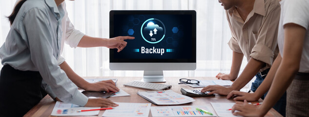 Backup Storage Data Internet Technology Business concept. Database storage cloud technology file...