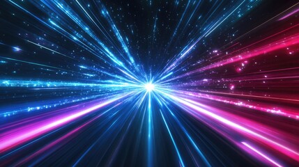 Fototapeta premium Dynamic fast-speed interface background, perfect for racing games, motion graphics, or futuristic UI design. Featuring blurred lights, high-speed streaks, and tech-style overlays that evoke adrenaline