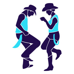 Dance pose country duo silhouette