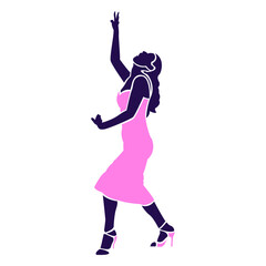 Dance pose lady waving silhouette