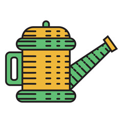 Farm watering can colored icon