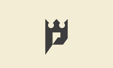 Crown Logo with Letter  P. Elegant, King, Royal and Premium concept for Luxury and jewellery Brand.