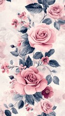 Seamless Elegant Floral Pattern &ndash; Soft pastel blooms with timeless charm. Ideal for luxury packaging, wedding stationery, and feminine branding with a refined, delicate touch. High quality photo