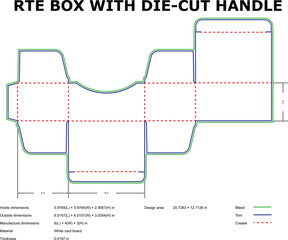 Rte box packaging design die-cut handle template