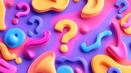 Fototapeta premium Playful and colorful background for question or quiz themes, featuring dynamic elements like question marks and abstract shapes, ideal for educational games, trivia,