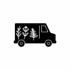 creative details  Plants delivery van icon vector illustration