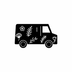 creative details  Plants delivery van icon vector illustration