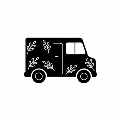 creative details  Plants delivery van icon vector illustration