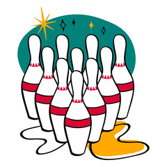 Pins retro bowling formation