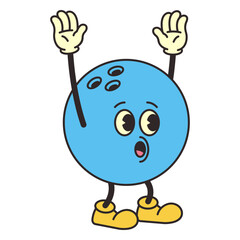 Bowling ball retro cartoon colorful