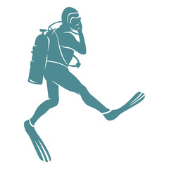 Scuba dive man water activity silhouette