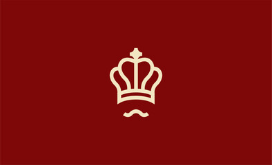 Logo King Crown and Chef with Moustache in line style. Food, Premium and Elegant concept.