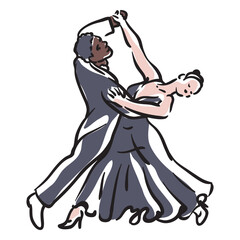 Dancers color stroke couple ballroom