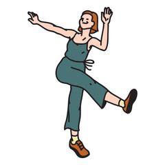 Woman dancing color stroke