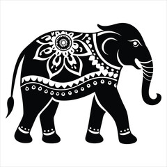Elephant silhouette line art vector illustration