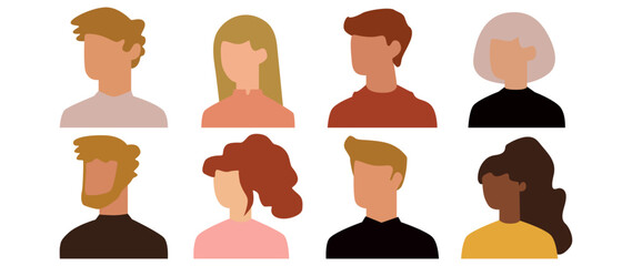 Vector flat illustration. Avatar, user profile, face icon, gender neutral silhouette, profile picture. Suitable for social media profiles, icons, splash screens and as a template.