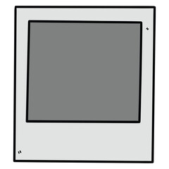 Hand drawn cartoon empty photo frame on white background.