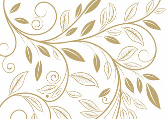 Jungle leaves in botanical vector wallpaper. Art Deco elegance with baroque floral ornament. Hand drawn wavy vintage pattern. Luxury background for refined illustration themes.

