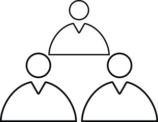 organizational hierarchy network structure team chart leadership management connection three people business diagram isolated on white background.