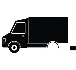 Black and white vector illustration of a large cargo truck with a spacious cabin and a long trailer, Retro silhouette of delivery truck vector illustration graphic design, A black silhouette of a truc
