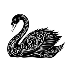 Stylized Swan Artwork with Decorative Elements