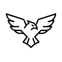Battle ready eagle with spread wings and sharp beak vector illustration
