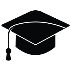 Degrees Hat Silhouette, graduation cap silhouette, black and white silhouette, vector and illustration, School Cap, Graduation cap vector icon black color education, Graduation Celebration.