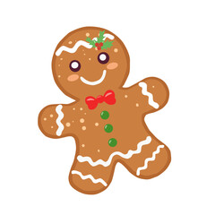 Hand drawn gingerbread man on white background.