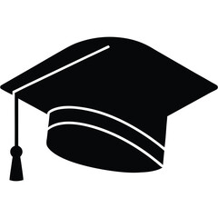 Degrees Hat Silhouette, graduation cap silhouette, black and white silhouette, vector and illustration, School Cap, Graduation cap vector icon black color education, Graduation Celebration.