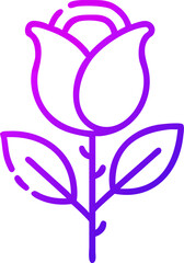 Rose flower vector outline icon on white or transparent background	

